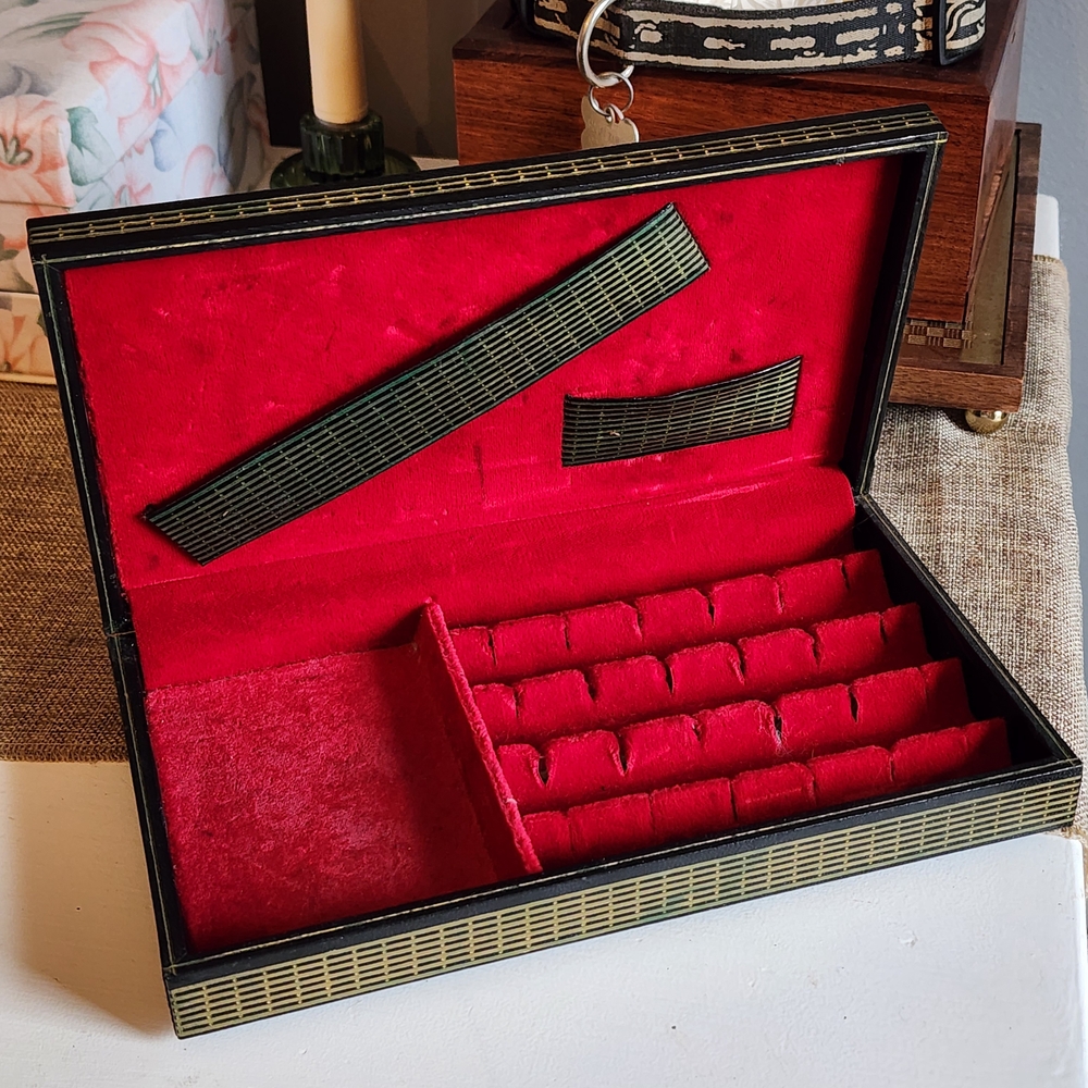 vintage Philippe for Swank black faux-leather jewelry box